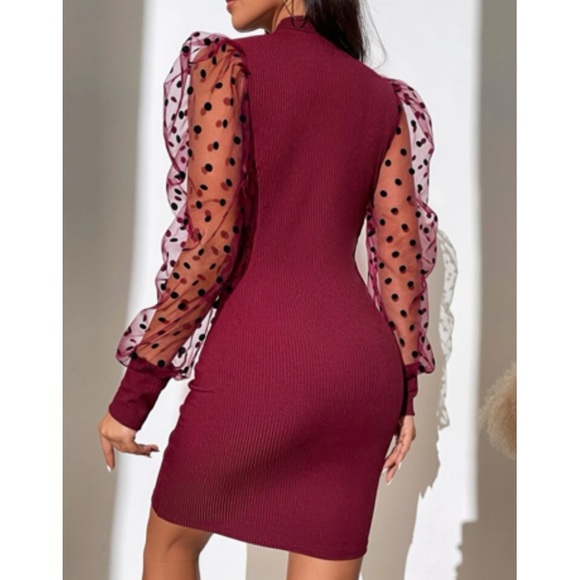 Luxe black mesh sleeve party formal evening wedding bodycon dress - Picture 8 of 12